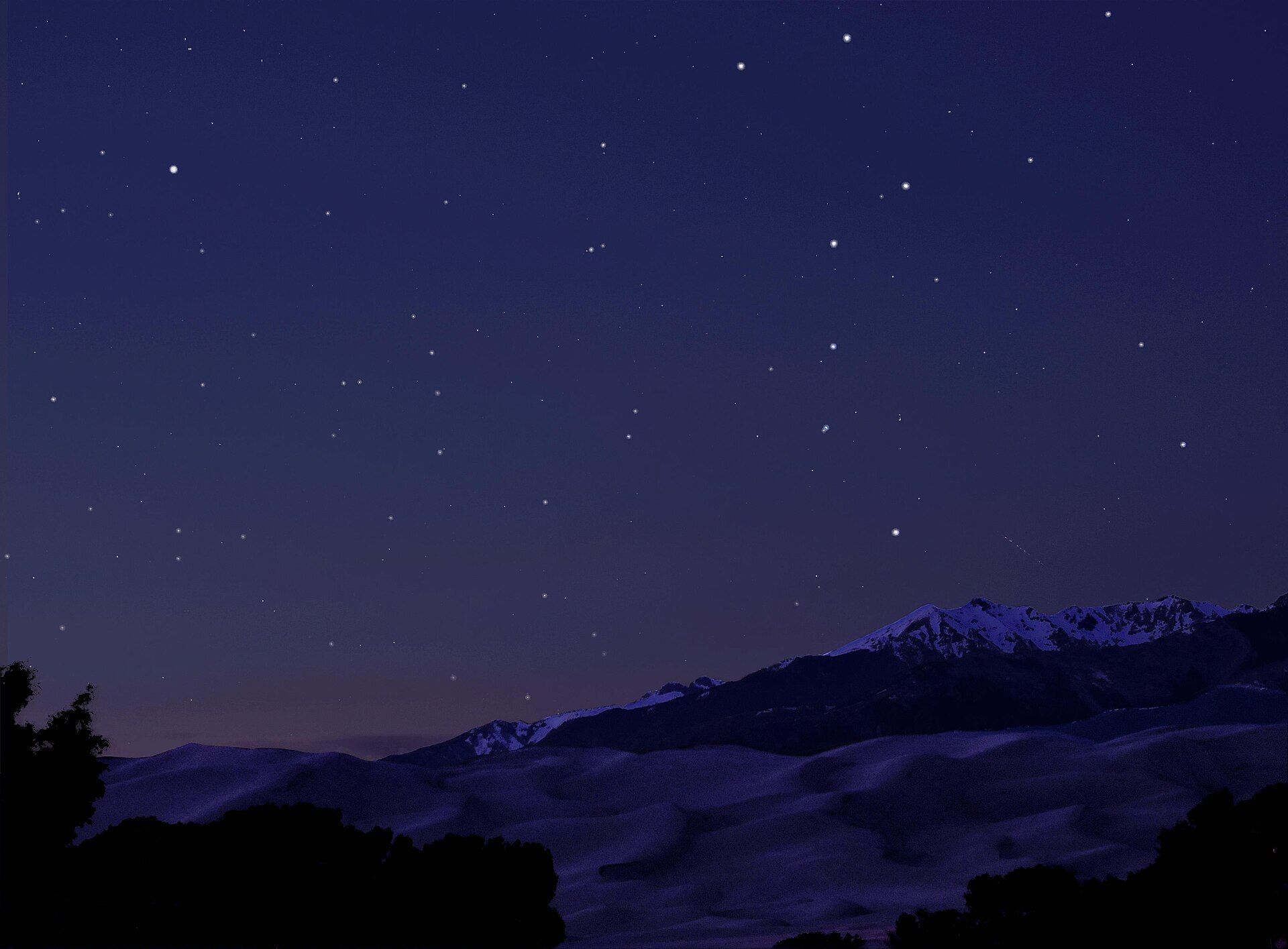 The Big Dipper, the brightest stars of Ursa Major, over the Great Sand Dunes, Colorado