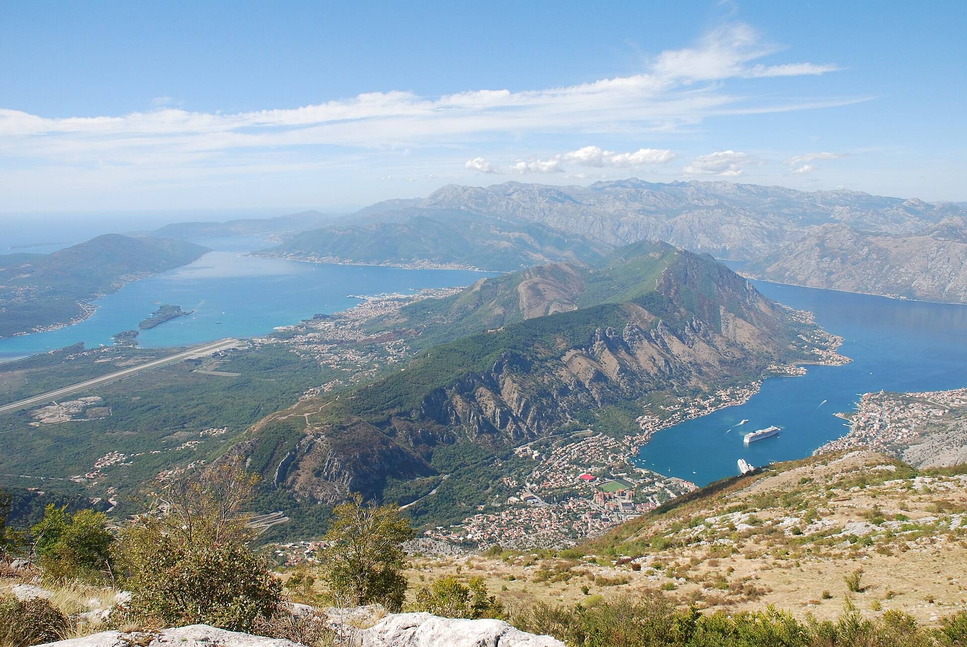 The Bay of Kotor seen from the road up Mount Lovćen, Montenegro